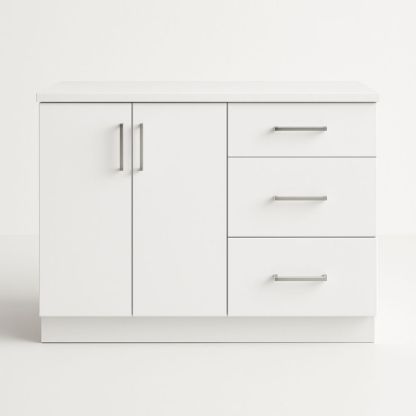 White Laminated Particleboard Storage Cabinet with Two Doors and Three Drawers