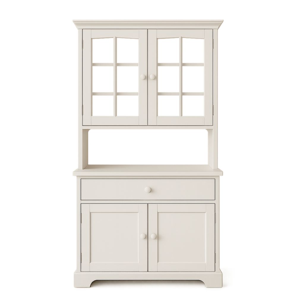 Wooden Display Cabinet with Tempered Glass Doors Beige 80cm x 40cm x 180cm