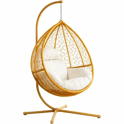 Hanging Egg Chair with Stand and Cushioned Seat