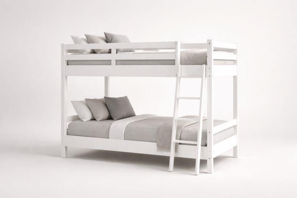 Solid pine wood Bunk Bed with Ladder White