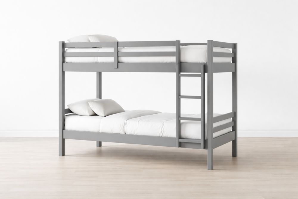 Gray Solid wood Bunk Bed Twin Size with Ladder