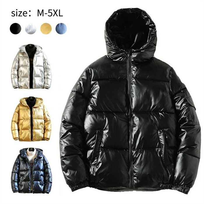 中綿 フード付き　ダウンジャケット メンズ ダウンコート　ショート丈 中綿ジャケット 厚手 光沢 アウター ファスナー 冬 防寒 防風 保温 紳士用