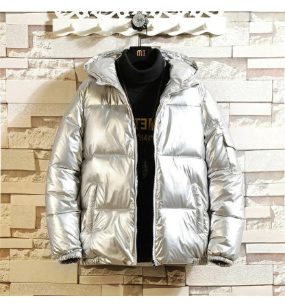 中綿 フード付き　ダウンジャケット メンズ ダウンコート　ショート丈 中綿ジャケット 厚手 光沢 アウター ファスナー 冬 防寒 防風 保温 紳士用