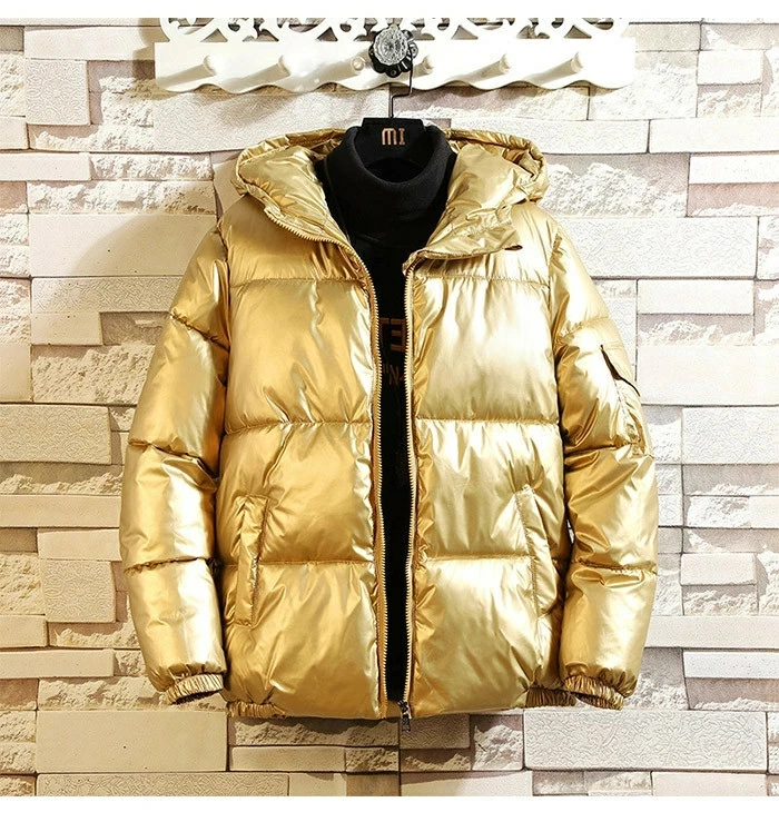 中綿 フード付き　ダウンジャケット メンズ ダウンコート　ショート丈 中綿ジャケット 厚手 光沢 アウター ファスナー 冬 防寒 防風 保温 紳士用