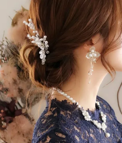 結婚式 ピアス 大ぶり イヤリング お呼ばれ アクセサリー セット可能 パーティー パール 揺れる