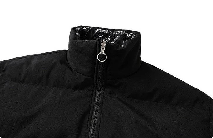 バンダナ柄 ダウン ジャケット ペイズリー柄 中綿ブルゾン