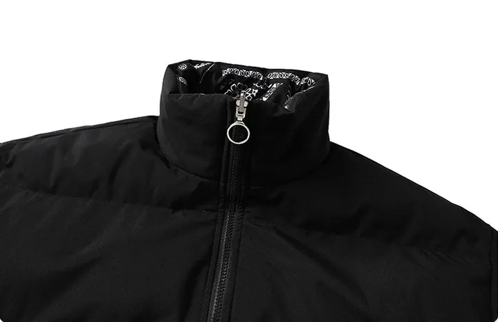 バンダナ柄 ダウン ジャケット ペイズリー柄 中綿ブルゾン