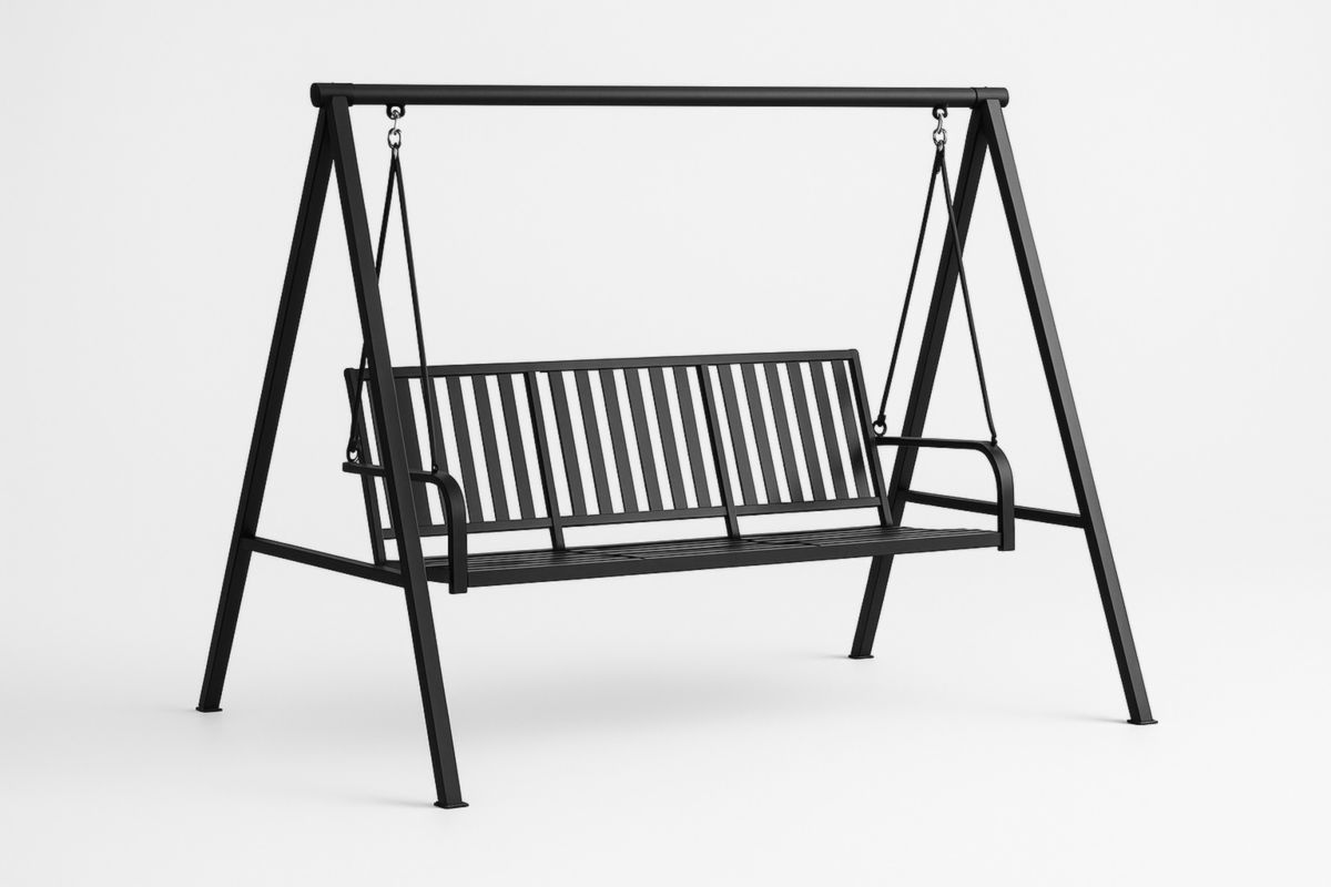 Outdoor Steel Swing Chair Black Frame 150cm x 120cm x 180cm-Habitatlumineux