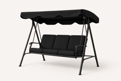 Outdoor Swing Chair Canopy Steel Frame Black Polyester 170cm-Habitatlumineux