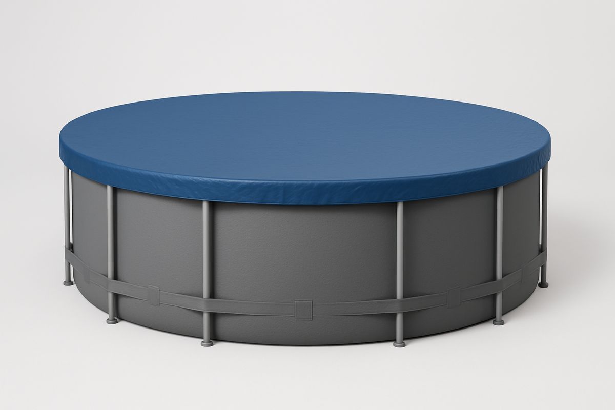 Round Steel Frame Pool with PVC Cover Grey/Blue 300 cm Diameter 76 cm Height-Habitatlumineux
