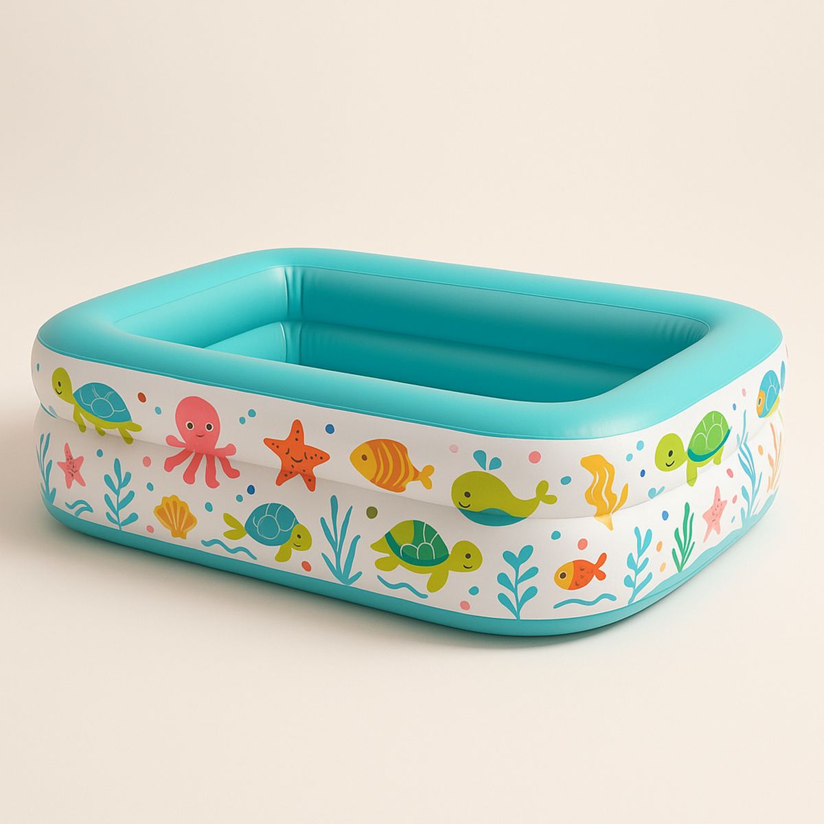 Inflatable Rectangular Children's Pool PVC Turquoise 150(L)cm-Habitatlumineux