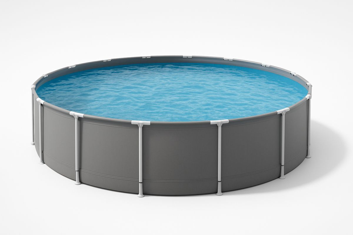 Round Above Ground Pool Steel Frame PVC Liner 366cm Diameter Grey-Habitatlumineux