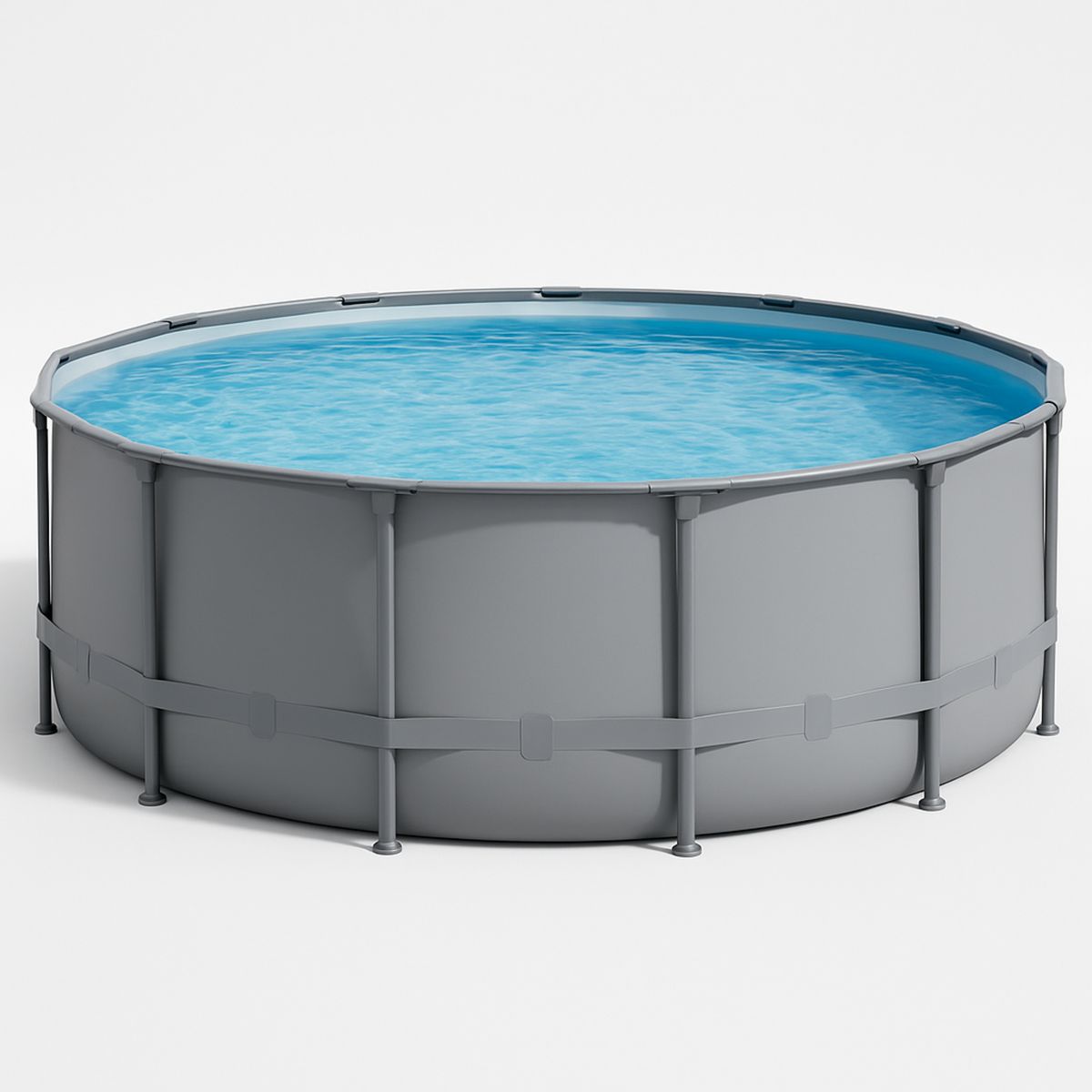 Round Steel Frame Swimming Pool Grey PVC 366(Dia)cm x 84(H)cm-Habitatlumineux