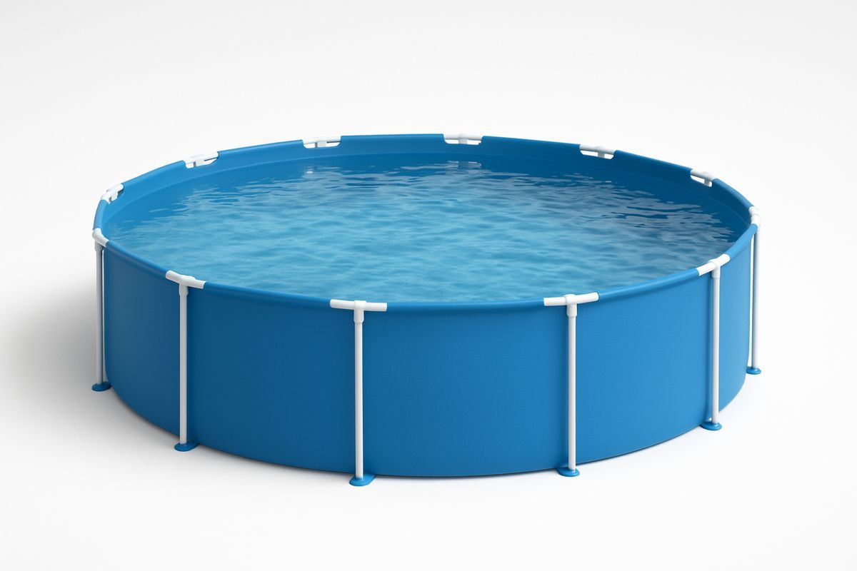 Round Steel Frame Pool PVC Blue 300 cm Diameter 76 cm Height-Habitatlumineux