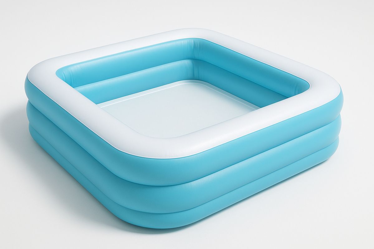 Inflatable PVC Rectangular Pool Blue/White 200cm x 150cm x 50cm(L×W×H)-Habitatlumineux