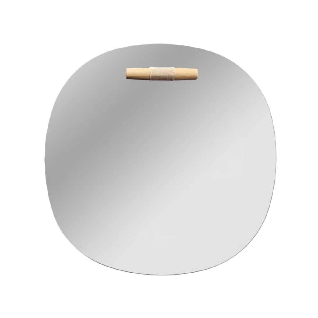 Espejo redondo colgante de pared con barra de madera (20 in)-carlosfoster.shop