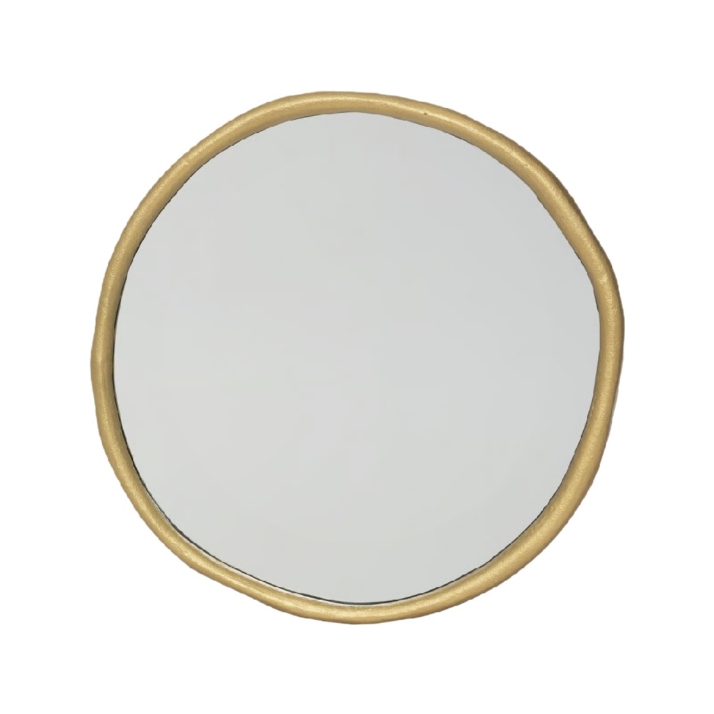 Espejo redondo de pared con marco metálico dorado (16 in)-carlosfoster.shop
