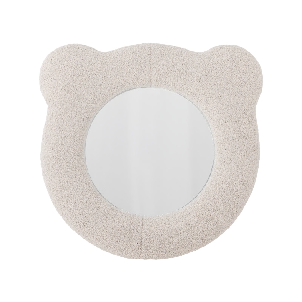 Espejo infantil decorativo de pared con marco textil en forma de oso (14 in)-carlosfoster.shop