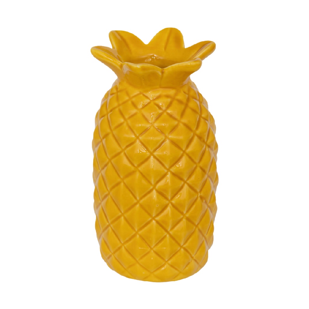 Jarrón decorativo de cerámica amarilla con forma de piña-carlosfoster.shop