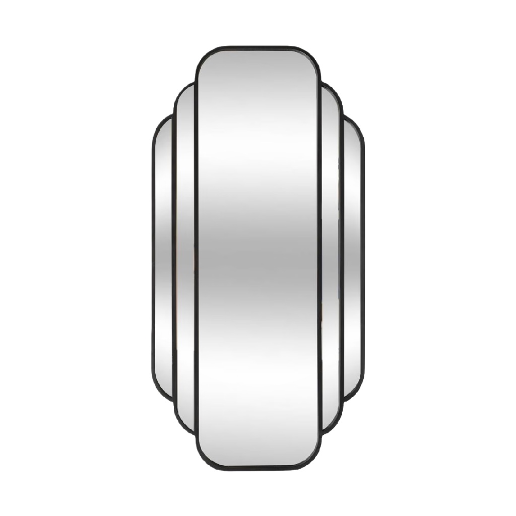 Black Art Deco Wall Mirror, Layered Vertical Design-carlosfoster.shop