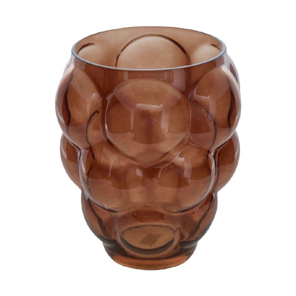 Amber Bubble Glass Vase, Rounded Sculptural Design-robertmargot.shop