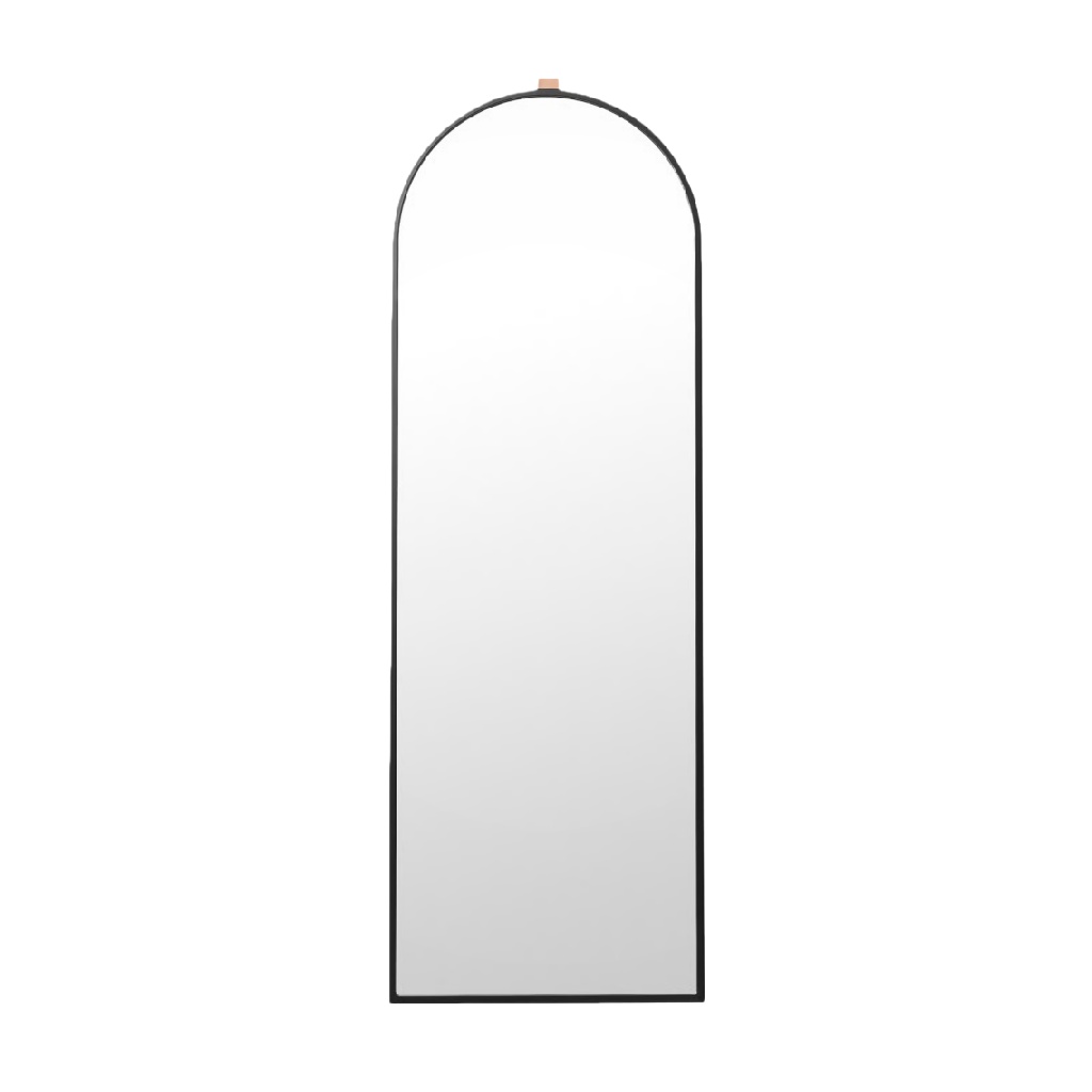 Black Arched Wall Mirror with Hanging Strap-robertmargot.shop