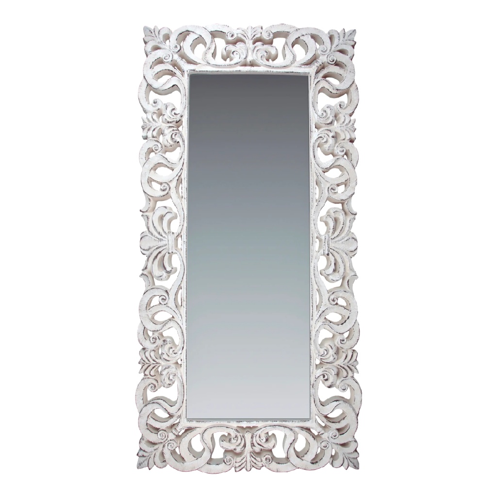 Espejo de Cuerpo Entero con Marco Blanco Tallado-patriciascott.shop