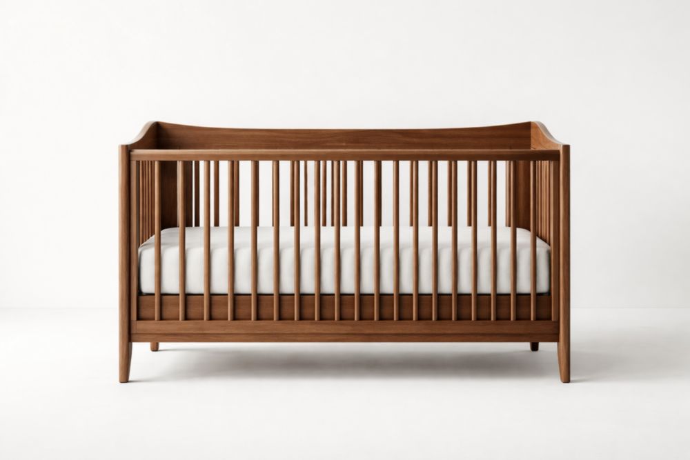 Wooden Baby Crib with Mattress 135cm x 75cm x 95cm