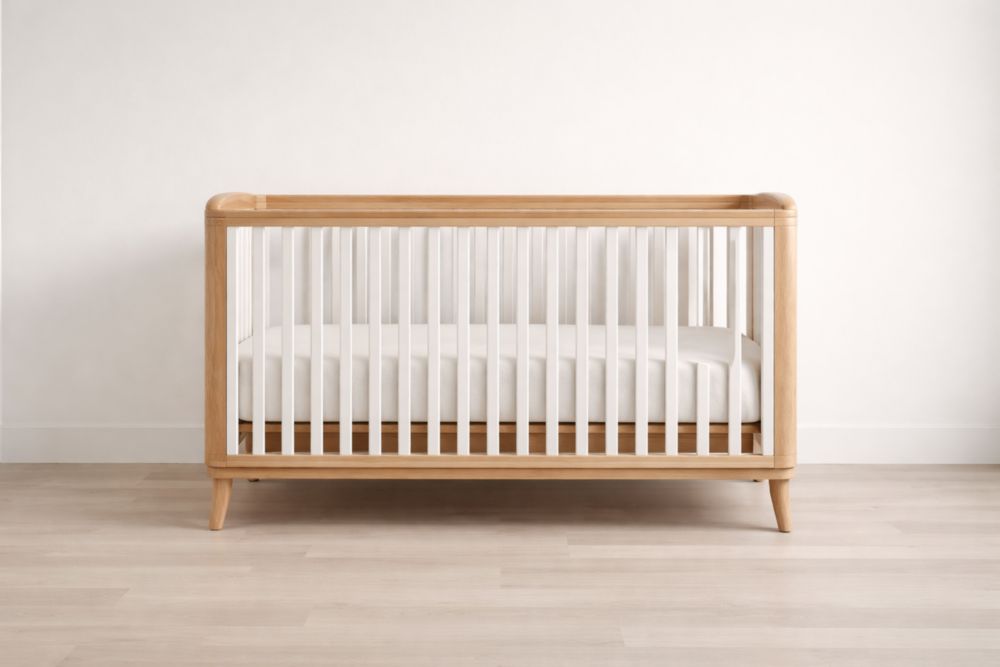 Beechwood Baby Crib with White Slats 137x78x90 cm