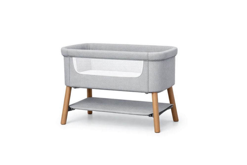 Baby Bassinet with Mesh Sides and Solid Wood Legs