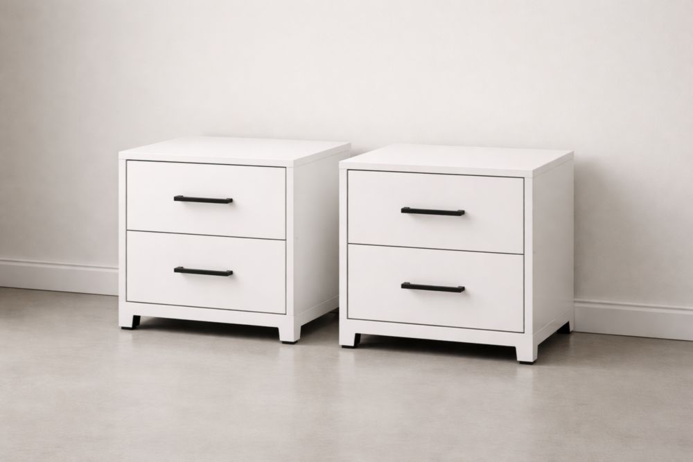 White 2 Drawer Nightstand Set MDF 58x40x45 cm