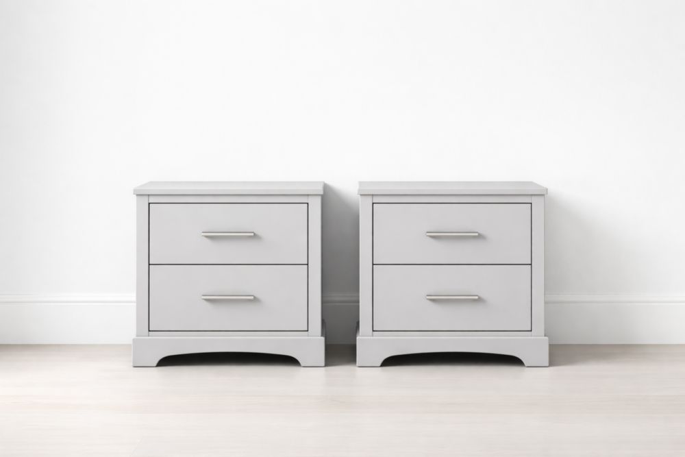Gray Nightstand Set of Two with Drawer Storage