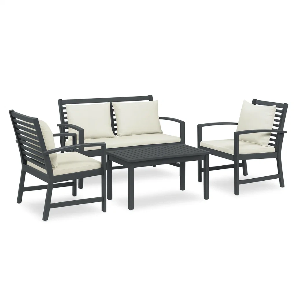 Conversation set Outdoor Aluminium Lounge with Cream Cushions-SOFARIKA