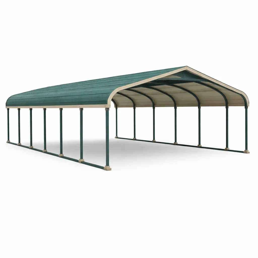 Carport Steel Frame with Green Polycarbonate Roof 900x400x280 cm-SOFARIKA