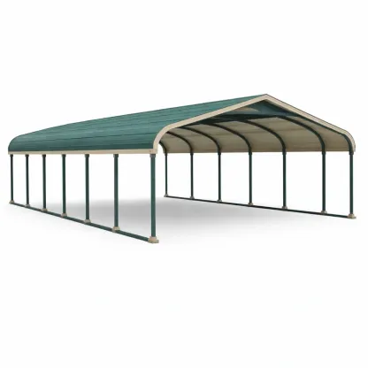 Carport Steel Frame with Green Polycarbonate Roof 900x400x280 cm-SOFARIKA