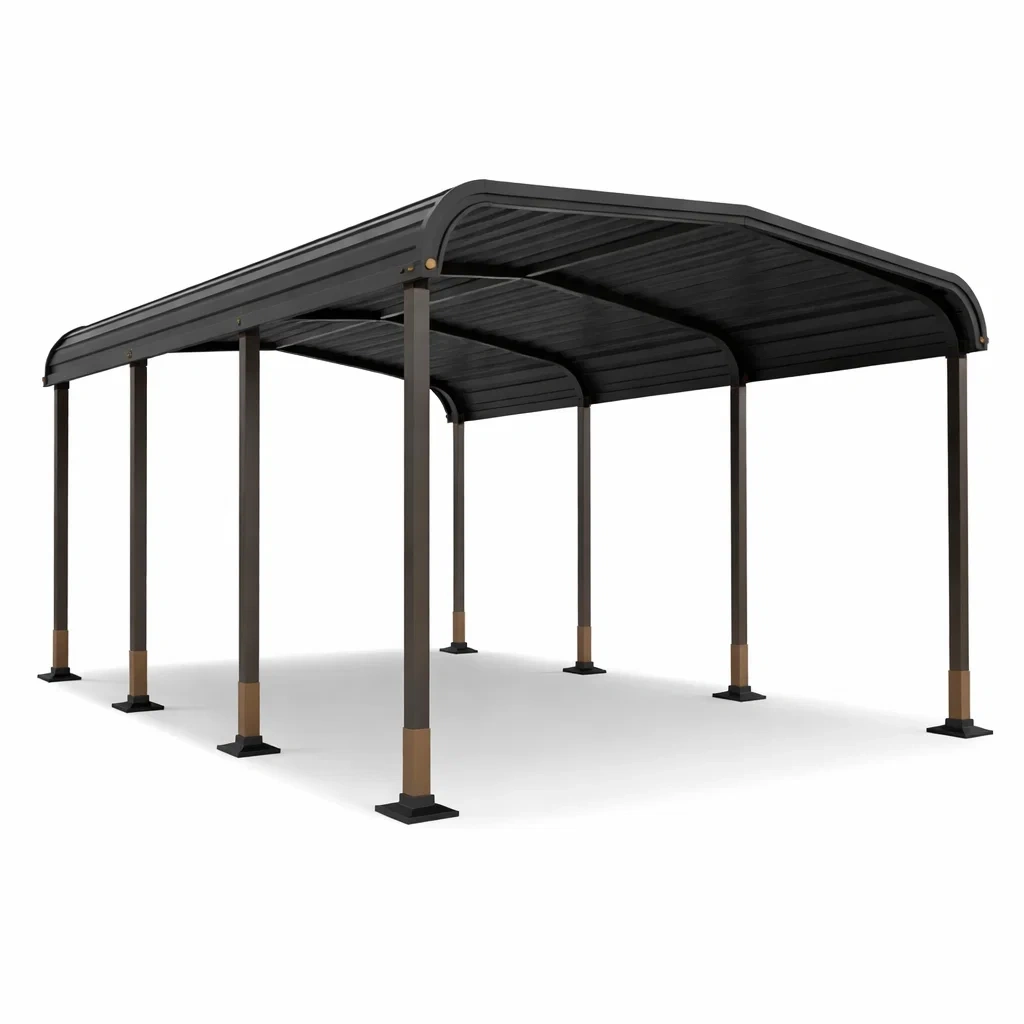 Carport Black Powder-Coated Metal 600x300x275 cm-SOFARIKA