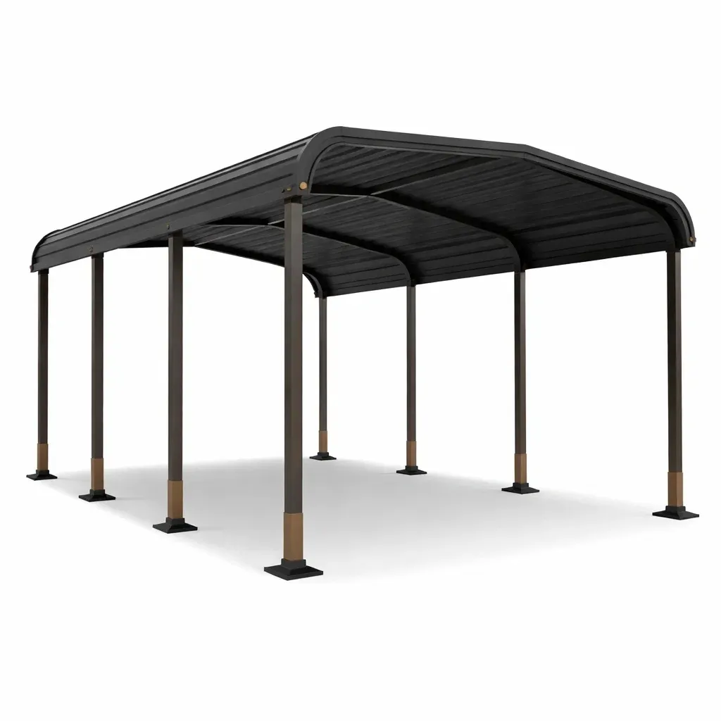 Carport Black Powder-Coated Metal 600x300x275 cm-SOFARIKA