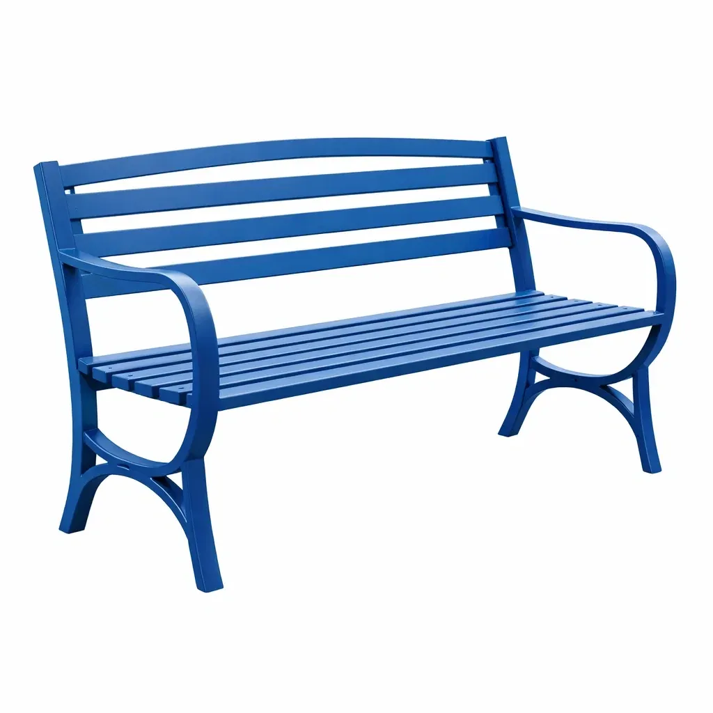 Bench Blue Powder-Coated Metal Outdoor 126x60x81 cm-SOFARIKA