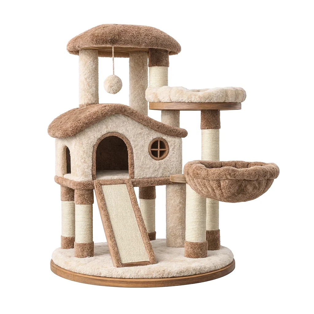 Cat tree Wooden Multi-Level with Plush and Sisal Pads-SOFARIKA