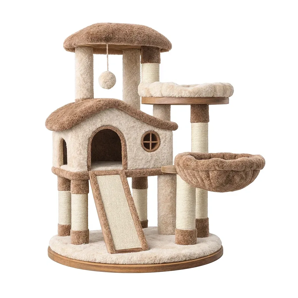Cat tree Wooden Multi-Level with Plush and Sisal Pads-SOFARIKA