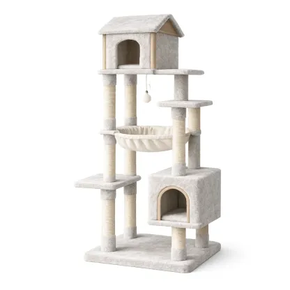 Cat tree Grey Multilevel with Hammock and House-SOFARIKA