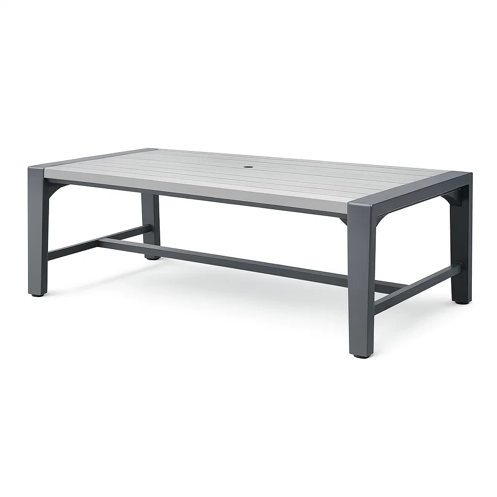 Table Outdoor Rectangular Grey Aluminium and Composite Wood Coffee 140cm x 70cm x 45cm-SOFARIKA