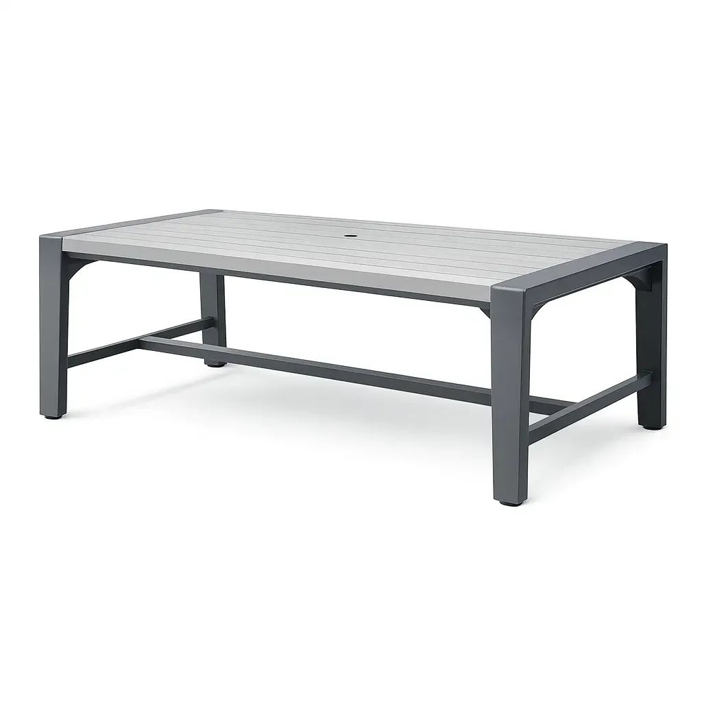 Table Outdoor Rectangular Grey Aluminium and Composite Wood Coffee 140cm x 70cm x 45cm-SOFARIKA