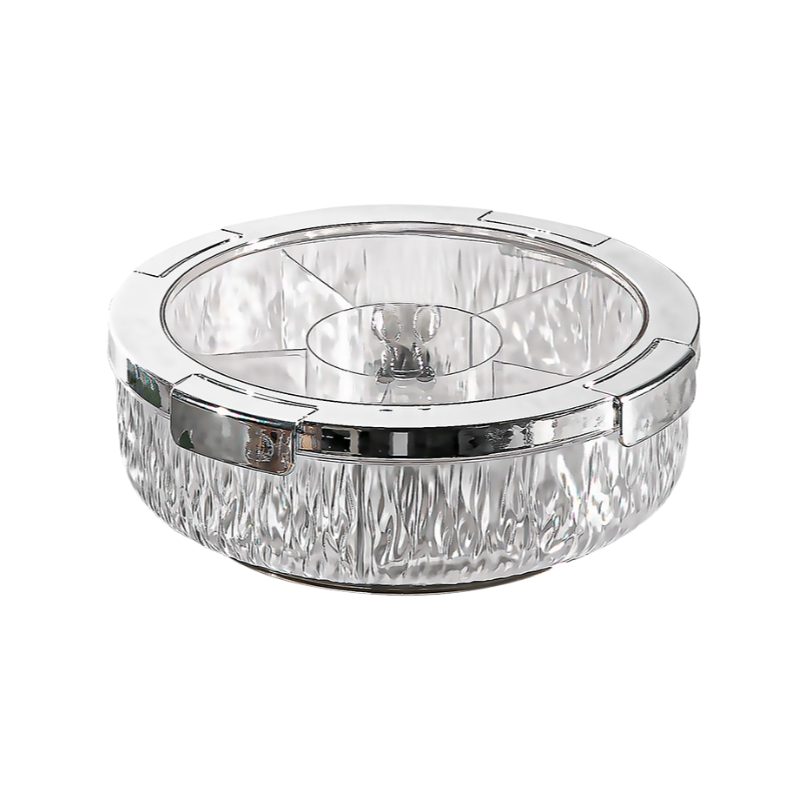 Glass snack and fruit plate with lid