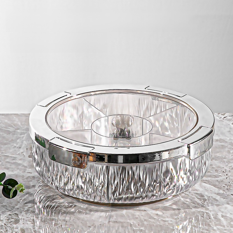 Glass snack and fruit plate with lid