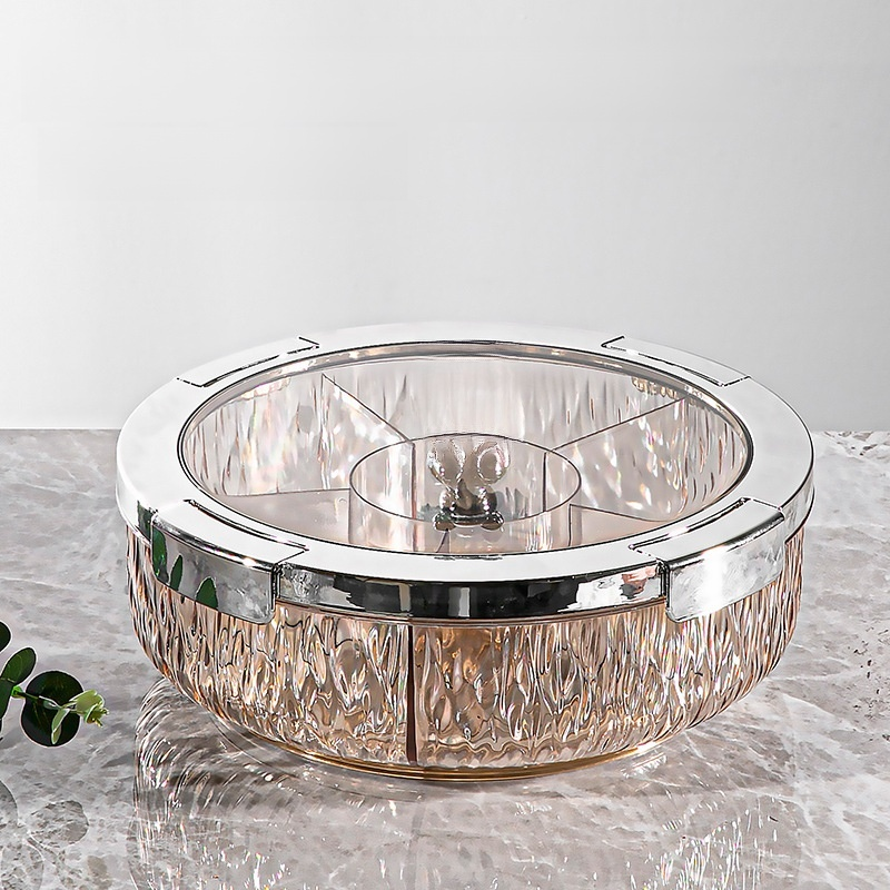 Glass snack and fruit plate with lid