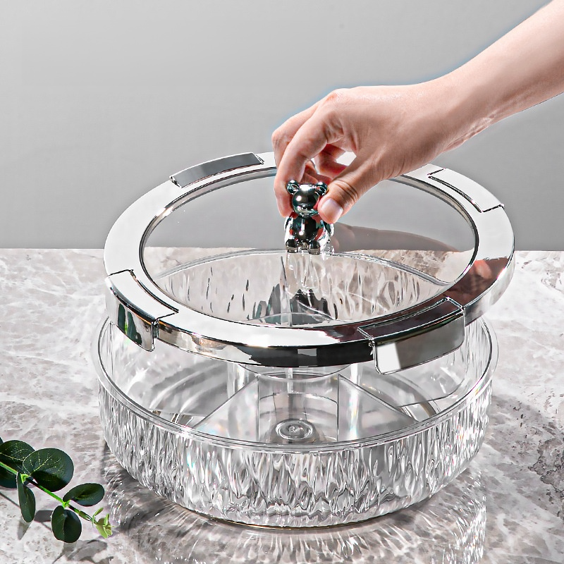 Glass snack and fruit plate with lid