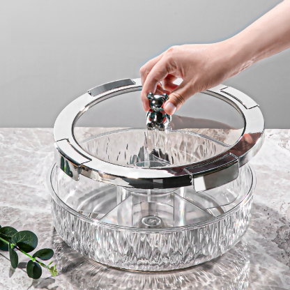 Glass snack and fruit plate with lid