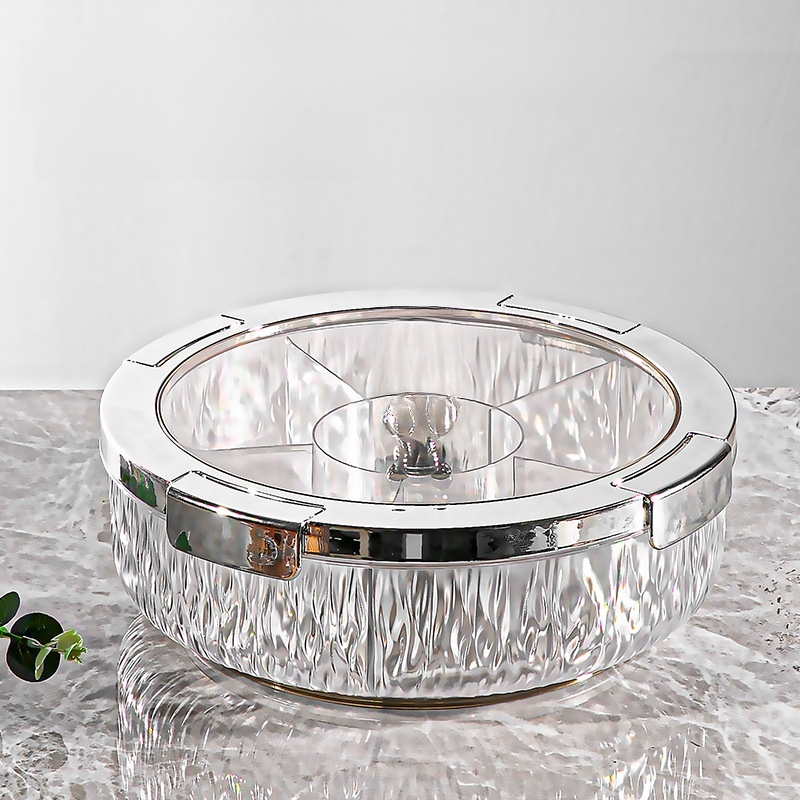 Glass snack and fruit plate with lid