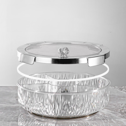 Glass snack and fruit plate with lid